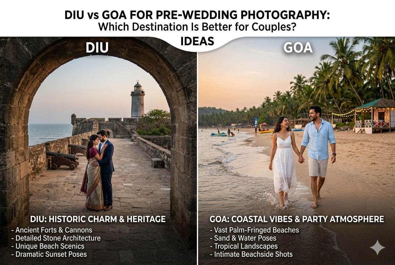 Diu vs Goa for Pre-Wedding Photography: Which Destination Is Better for Couples? (Complete 2026 Guide)
