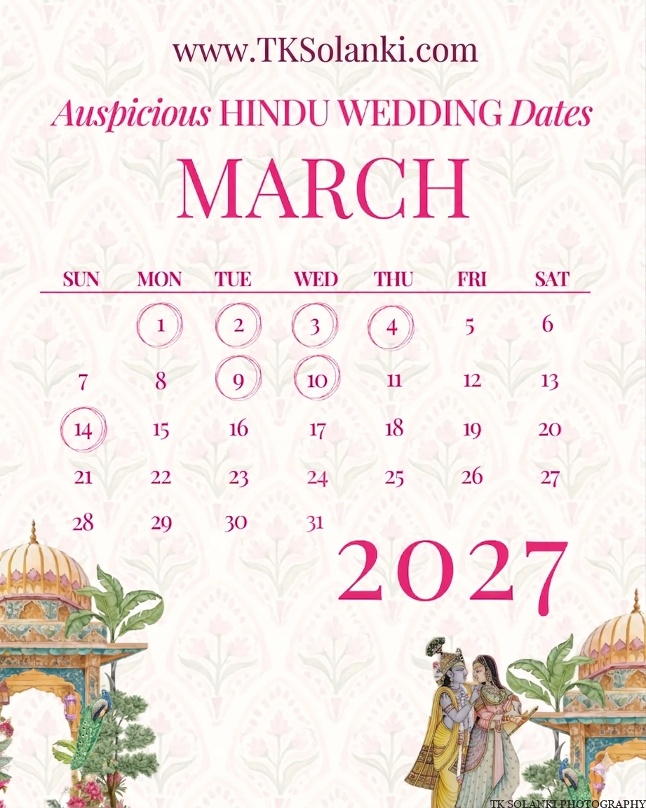 Hindu Wedding muhurats Dates March 2027