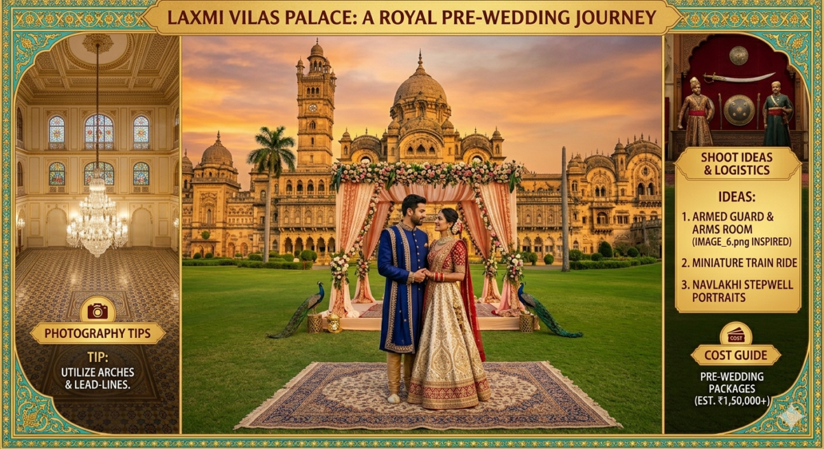 Laxmi Vilas Palace Vadodara Pre wedding location photoshoot for couple