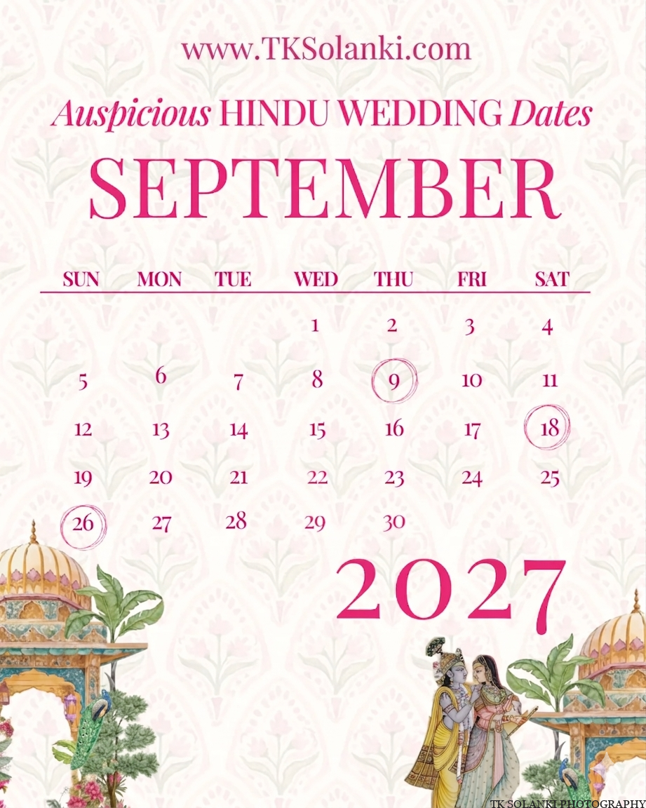 Hindu Wedding muhurats Dates September 2027