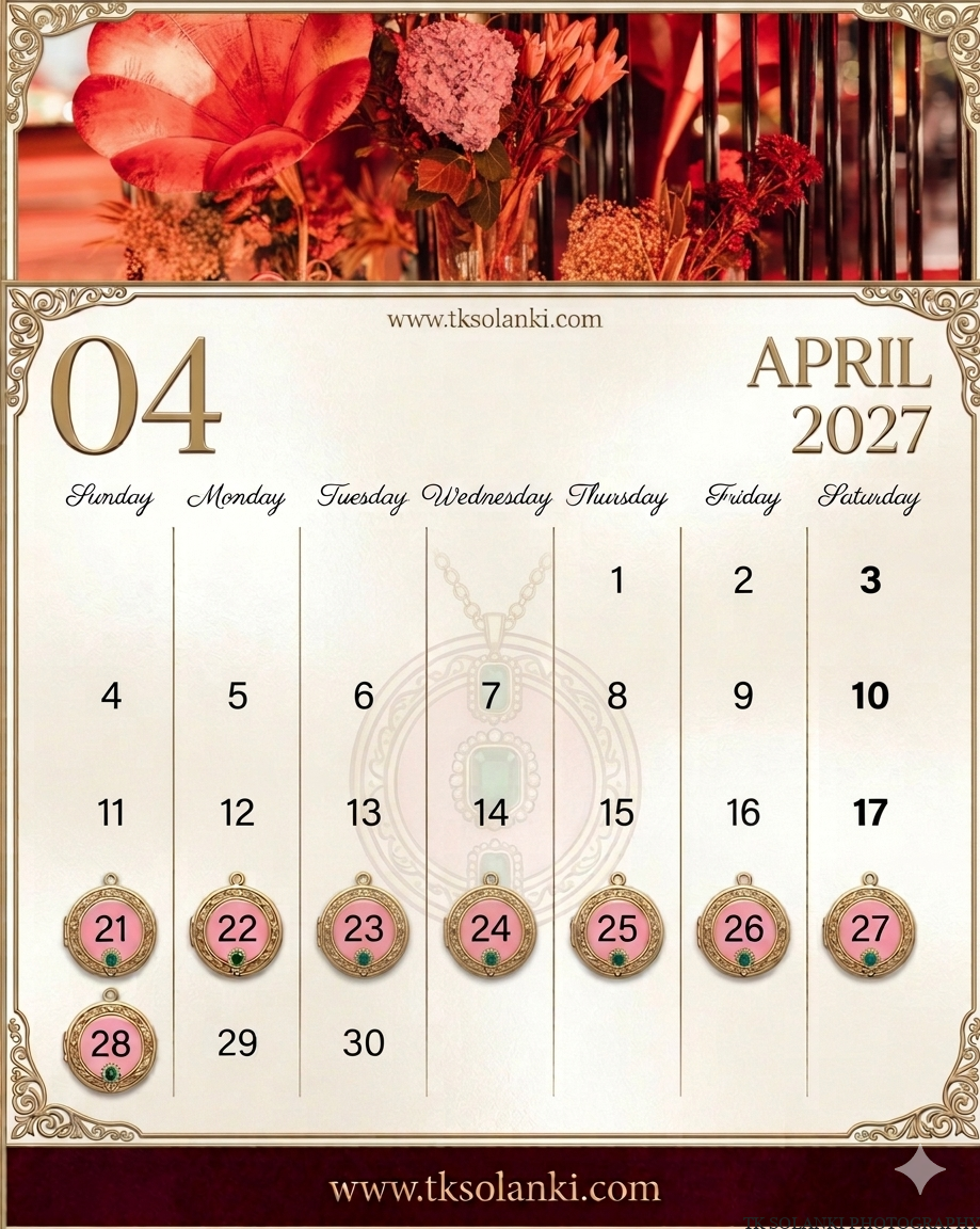 April Gujarati Hindu Marriage calendar & Dates 2027, Auspicious Wedding Muhurat