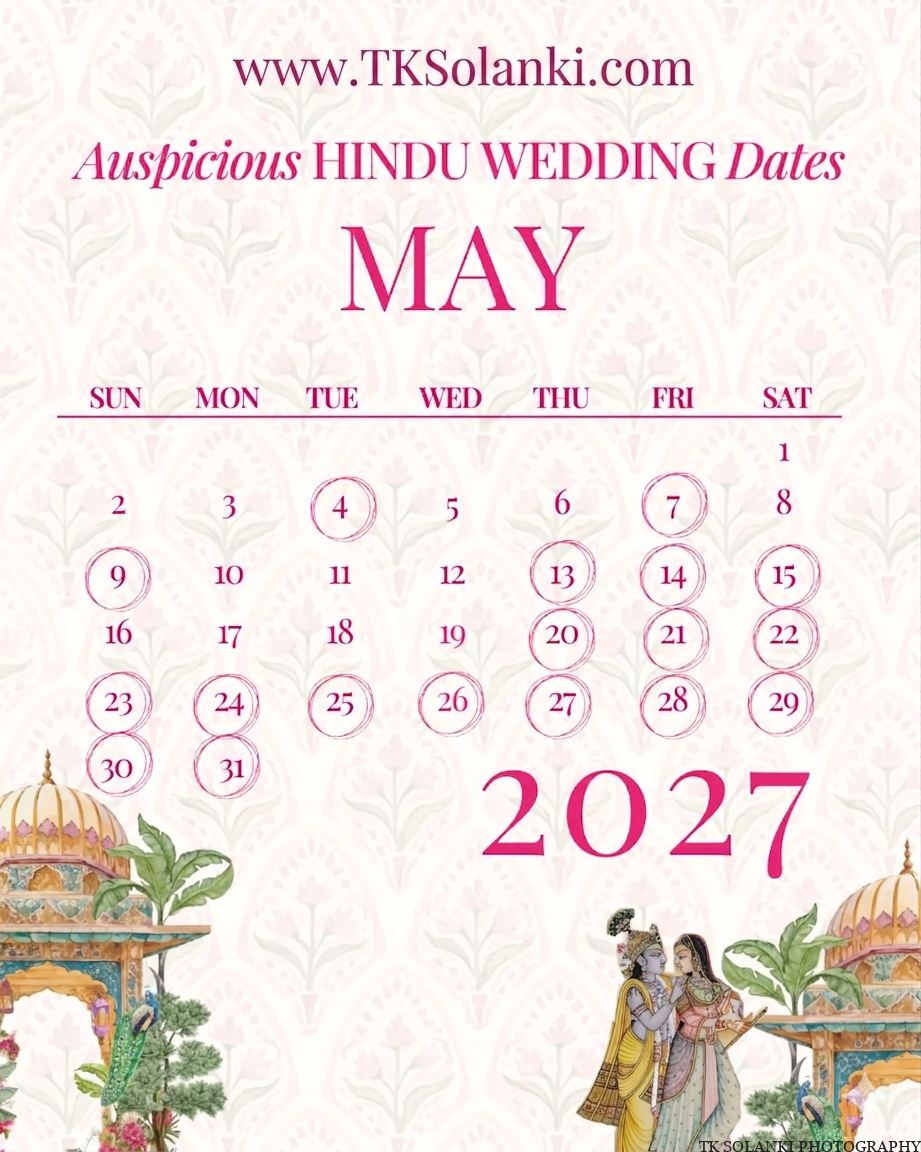 Hindu Wedding muhurats Dates May 2027