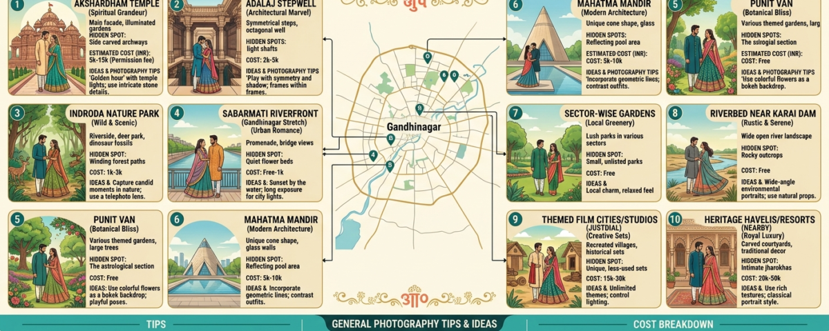 op 10 Best Pre Wedding Shoot Locations in Gandhinagar (Hidden Spots, Cost, Ideas & Photography Tips)