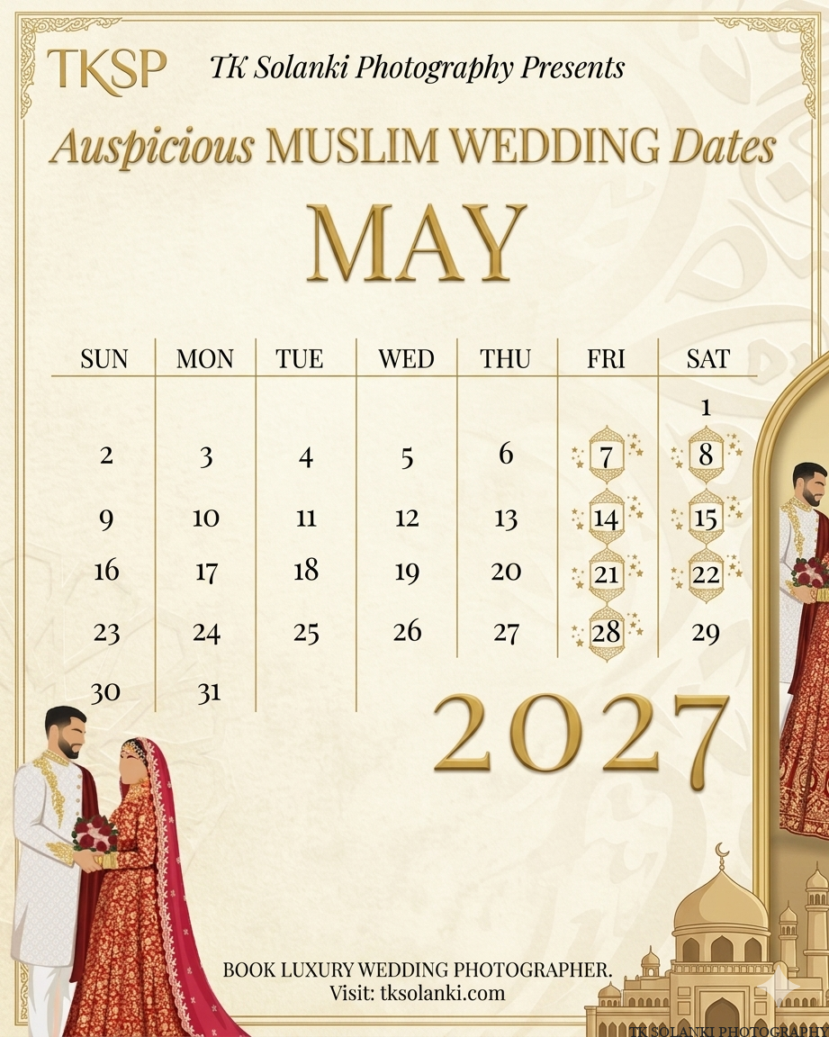 May islamic Wedding Dates in 2027, May Muslim Nikah Shadi Calendar
