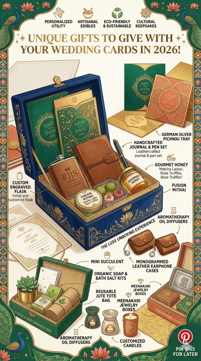 Unique Gifts To Give With Your Wedding Cards in 2026 (Luxury, Useful & Memorable Ideas)
