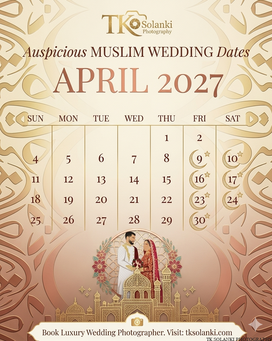 April islamic Wedding Dates in 2027, April Muslim Nikah Shadi Calendar