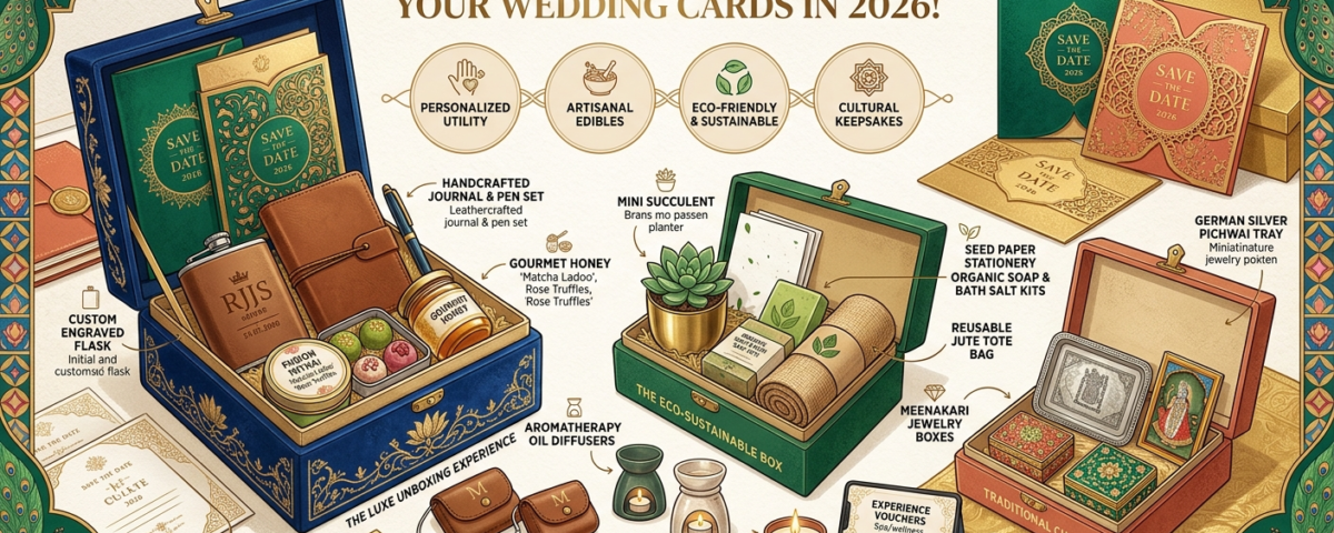 Unique Gifts To Give With Your Wedding Cards in 2026 (Luxury, Useful & Memorable Ideas)
