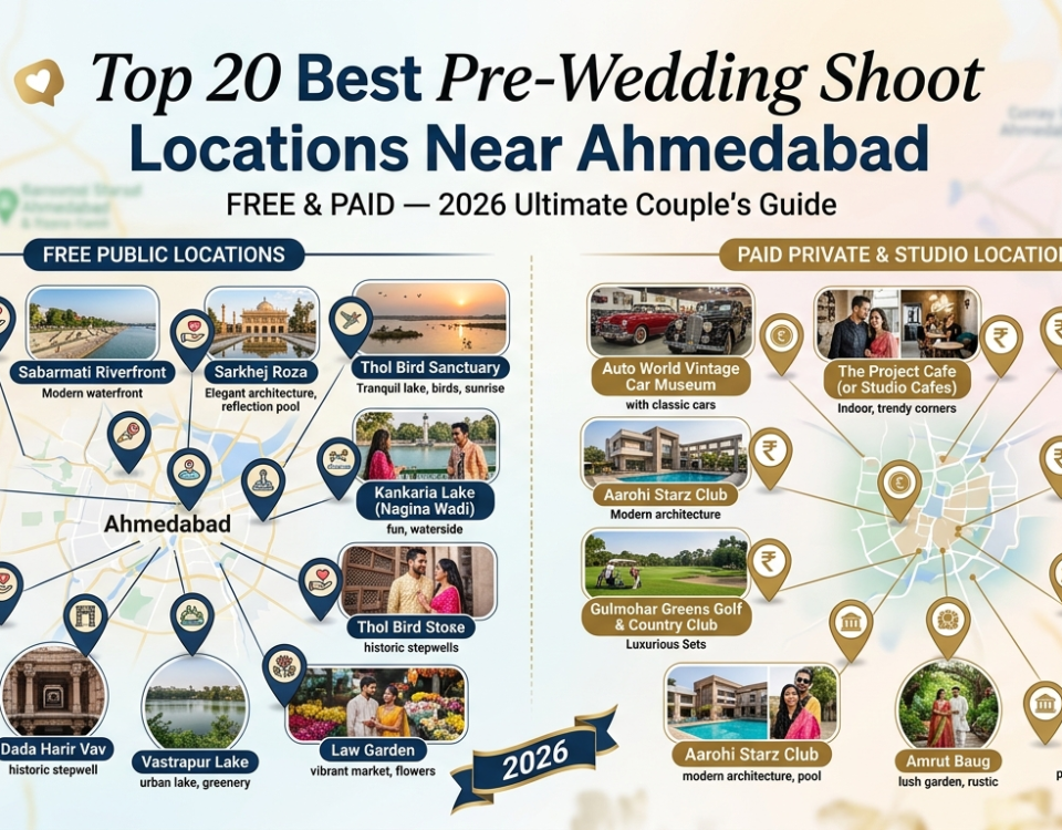 Top 20 Best Pre-Wedding Shoot Locations Near Ahmedabad (FREE & PAID) — 2026 Ultimate Couple’s Guide
