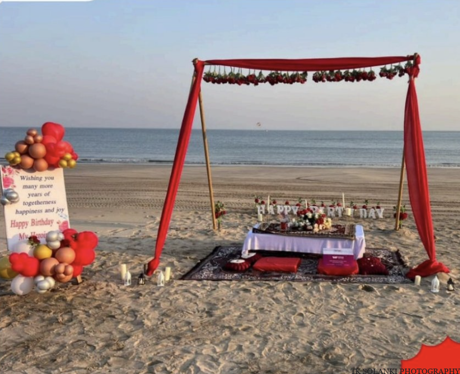 Diu Beach Birthday Setup for couple and family