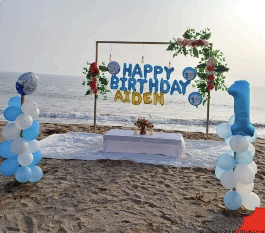 Beach Birthday Setup in diu beach for family, couple and kids