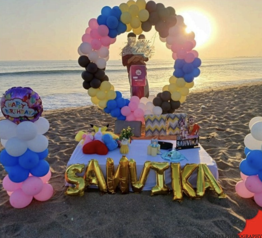 Vibrant Birthday Beach Setup for Kids birthdays & beach parties in diu beach celebration and decoration