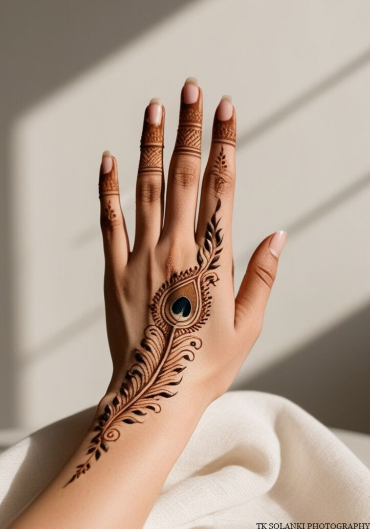 Peacock Feather Mehendi for bride