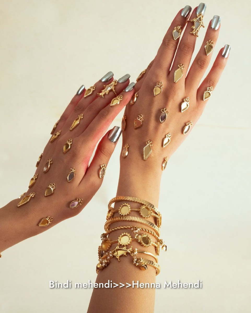 White Mehendi with Embellishments for bride and wedding