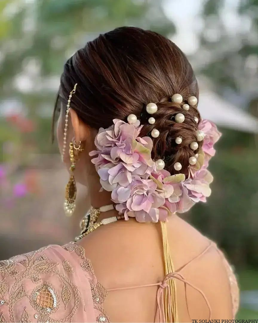 Pastel Hydrangea Bridal Buns