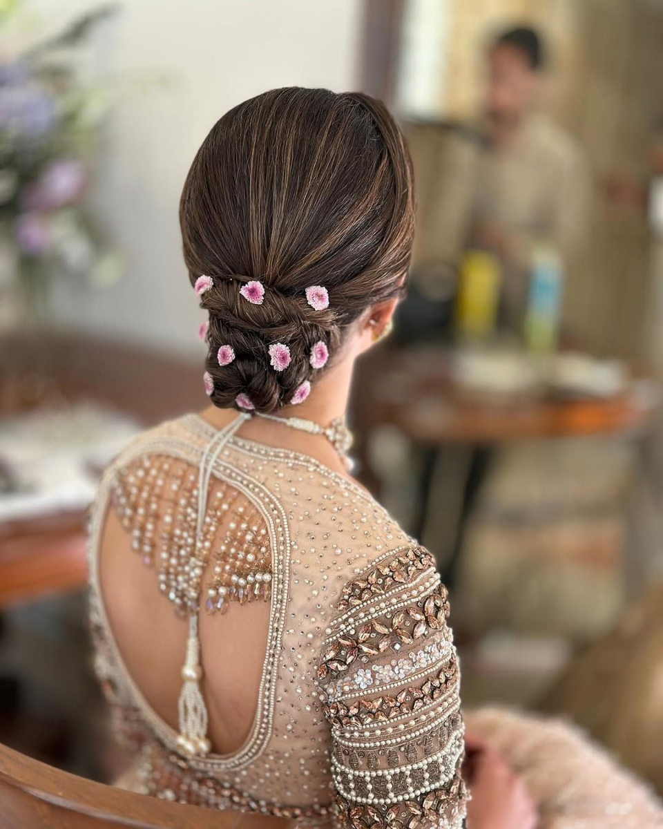 Baby's Breath Floral Bun Hairstyles